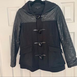 Theory Marimba Wool Coat with Leather Sleeves